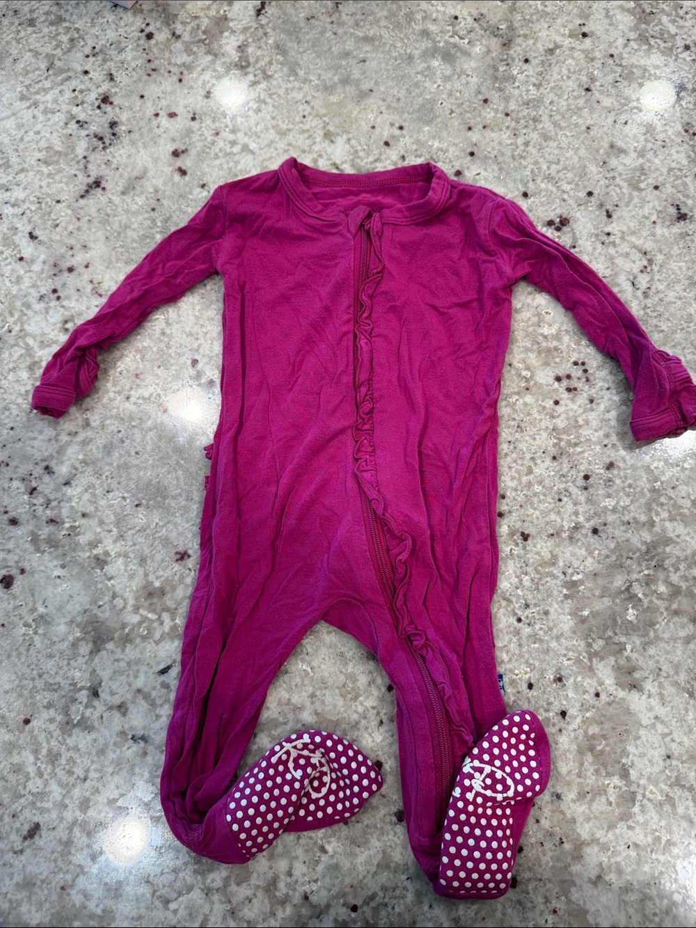 Kickee Pants Magenta Ruffle Front Footie